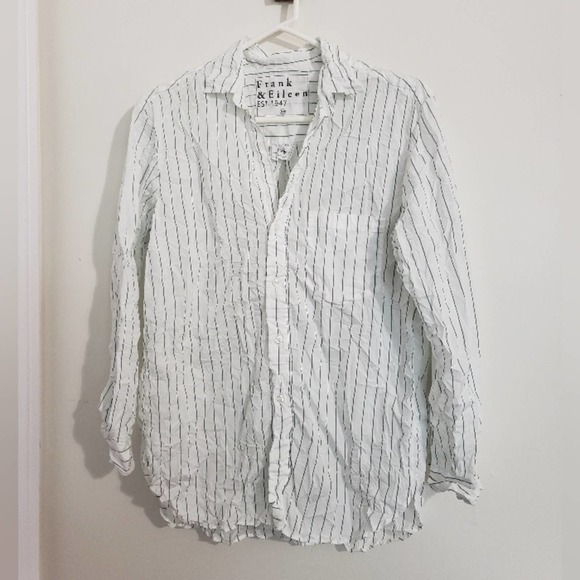 Frank & Eileen Tops - New Frank & Eileen Joedy Signature Crinkle Striped Shirt Size Xs Oversized